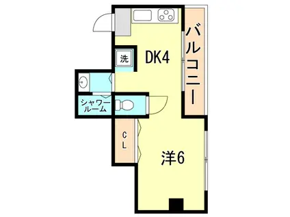 フルール新開地(1DK/4階)の間取り写真