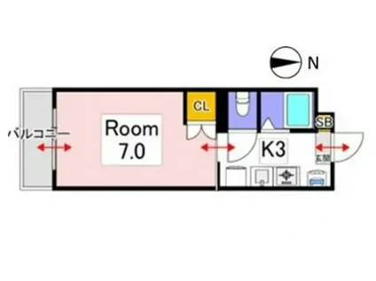 プレザントあおばIII(1K/2階)の間取り写真
