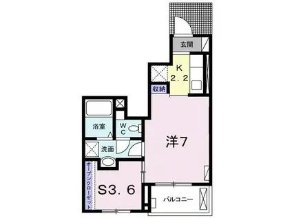 ラリュールI(1SK/1階)の間取り写真