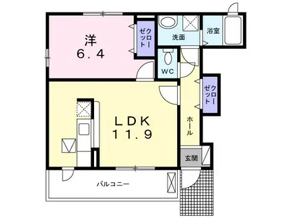 VELERO A(1LDK/1階)の間取り写真