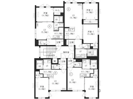 GRANWOODS(1LDK/2階)の間取り写真
