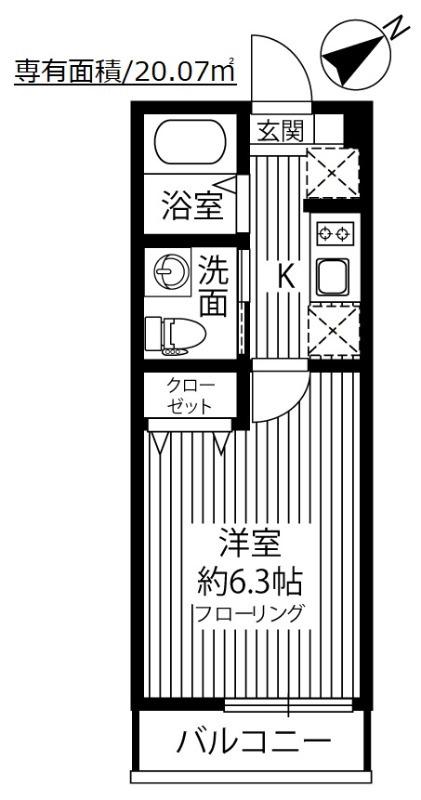 STAGE駒沢公園(1K/1階)の間取り写真