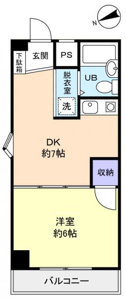 レジデンス松の木(1DK/1階)の間取り写真
