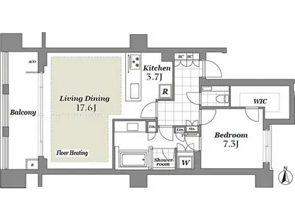 THE CONOE 三田綱町(1LDK/2階)の間取り写真