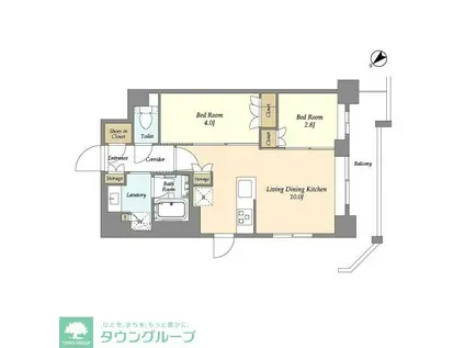 グランカーサ瑞江(2LDK/5階)の間取り写真