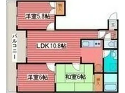 リップル西岡(3LDK/2階)の間取り写真