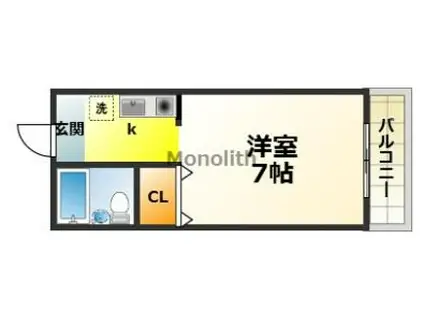 メゾン・ド・エレーヴ唐国(1K/5階)の間取り写真