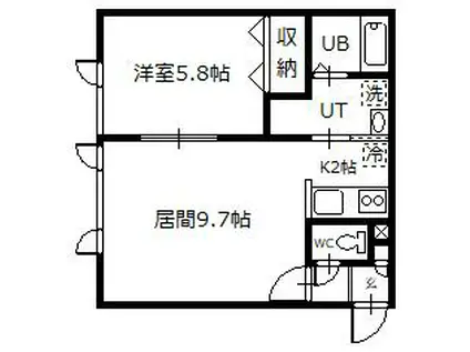 コンフォート・ネオV(1LDK/2階)の間取り写真