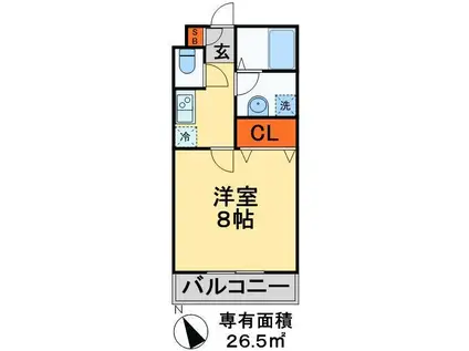 プランドール(1K/3階)の間取り写真