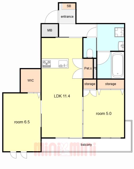 HEBEL MAISON 六甲篠原中町(2LDK/2階)の間取り写真