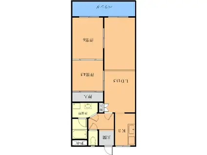 ヴィラローザ(2LDK/3階)の間取り写真