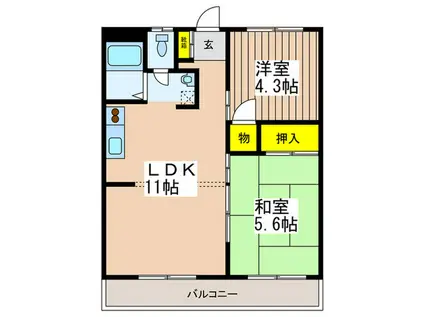 メゾン立川(2LDK/2階)の間取り写真