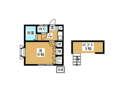 リューズハイムA館(1K/1階)の間取り写真