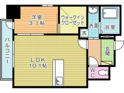 グレースコート砂津(1LDK/7階)の間取り写真