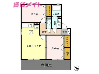 シェルクレール参番館(2LDK/1階)の間取り写真