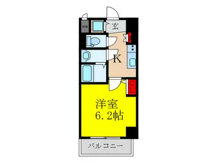 LA DOUCEUR江坂II(1K/4階)の間取り写真