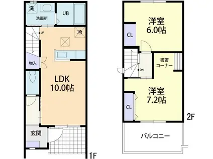 オオムラサキ(2LDK/1階)の間取り写真