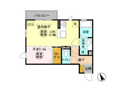 ロンオール元白銀(1LDK/3階)の間取り写真