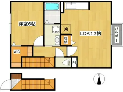 アベニールHOSHIYA(1LDK/2階)の間取り写真