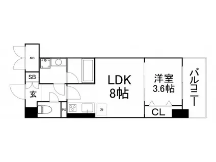 ARBLE都島(1LDK/7階)の間取り写真