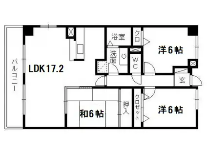 セレブコート蜆塚(3LDK/6階)の間取り写真