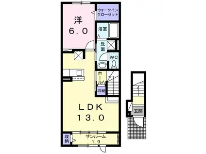 ブライトレジデンスA(1LDK/2階)の間取り写真