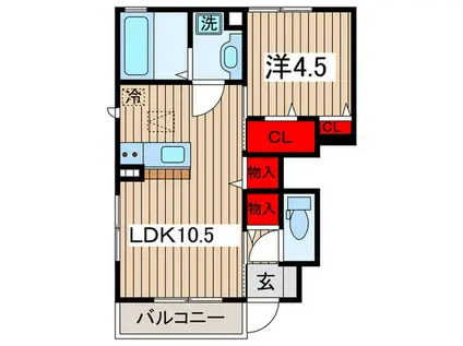 富士二番館(1LDK/1階)の間取り写真
