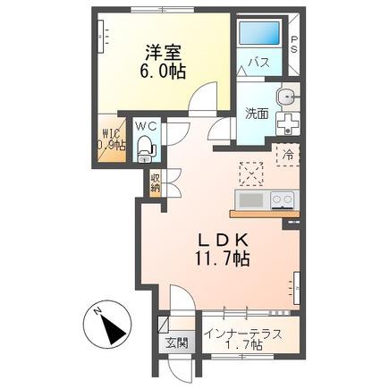 エルシオン(1LDK/1階)の間取り写真