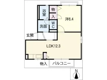 フローラ紺屋田C(1LDK/1階)の間取り写真