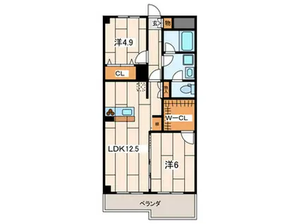 パラシオン栄昇A(2LDK/1階)の間取り写真
