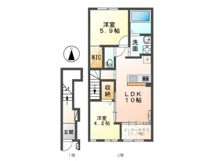 ブランシュフルールK2(2LDK/2階)の間取り写真