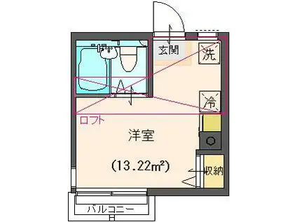 MARINECITY 横濱(ワンルーム/1階)の間取り写真