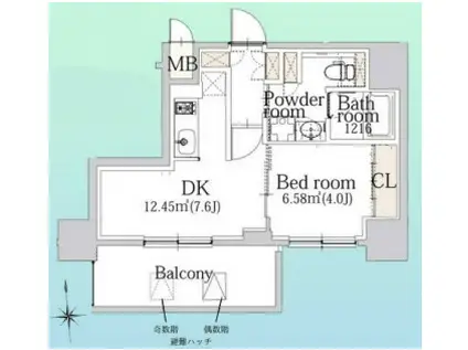 エスライズ難波III(1DK/2階)の間取り写真