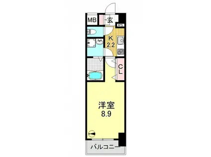 グローハイツ平野本町(1K/6階)の間取り写真