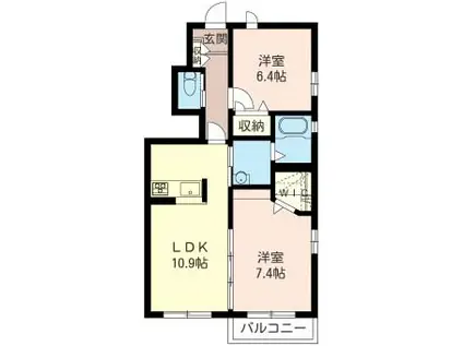 FULL HOUSE(2LDK/1階)の間取り写真