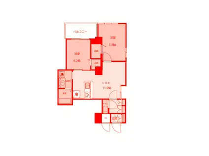 クロシェボーテ弘明寺6(2LDK/6階)の間取り写真