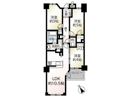 クオス等々力緑地(3LDK/2階)の間取り写真