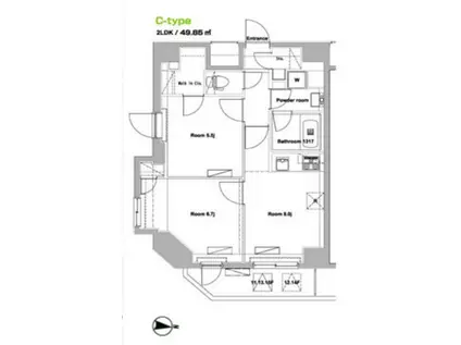 フォレシティ神田須田町(2LDK/13階)の間取り写真