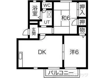 アピオ千里F棟(2DK/1階)の間取り写真