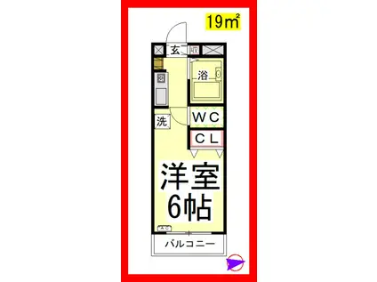 ファーストシティ六会(ワンルーム/2階)の間取り写真