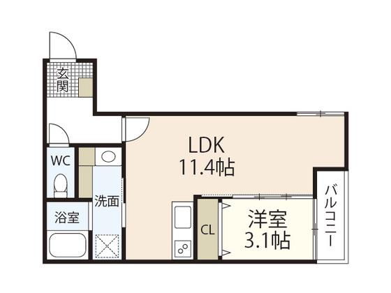 サニーガーデン廿日市(1LDK/1階)の間取り写真