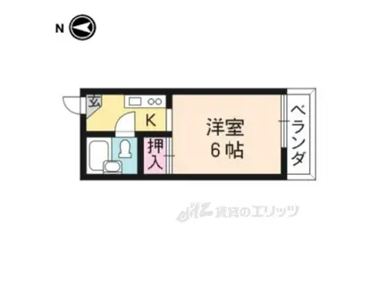 グランタック御所西(1K/5階)の間取り写真