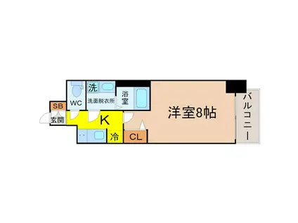 メイクス名駅太閤(1K/6階)の間取り写真