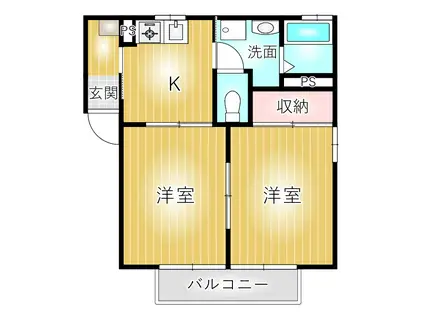 クレスト弐番館(2DK/2階)の間取り写真