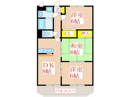 グランディール(3DK/1階)の間取り写真