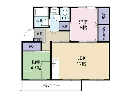 徳力団地131棟(2LDK/1階)の間取り写真