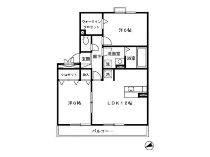 リビングタウン長与II(2LDK/2階)の間取り写真