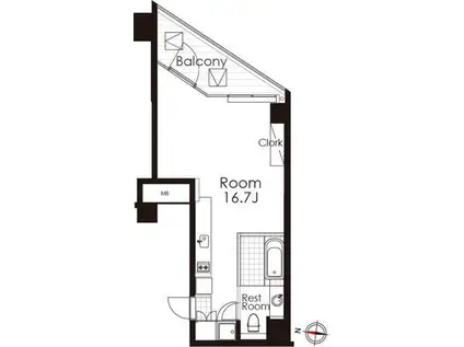 カスタリア広尾(ワンルーム/6階)の間取り写真