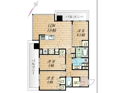 リビオタワー羽沢横浜国大(3LDK/18階)の間取り写真