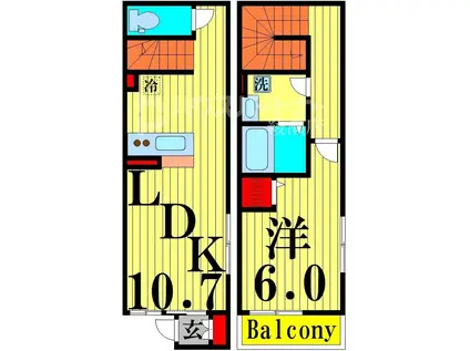 ルぺA棟(1LDK/1階)の間取り写真